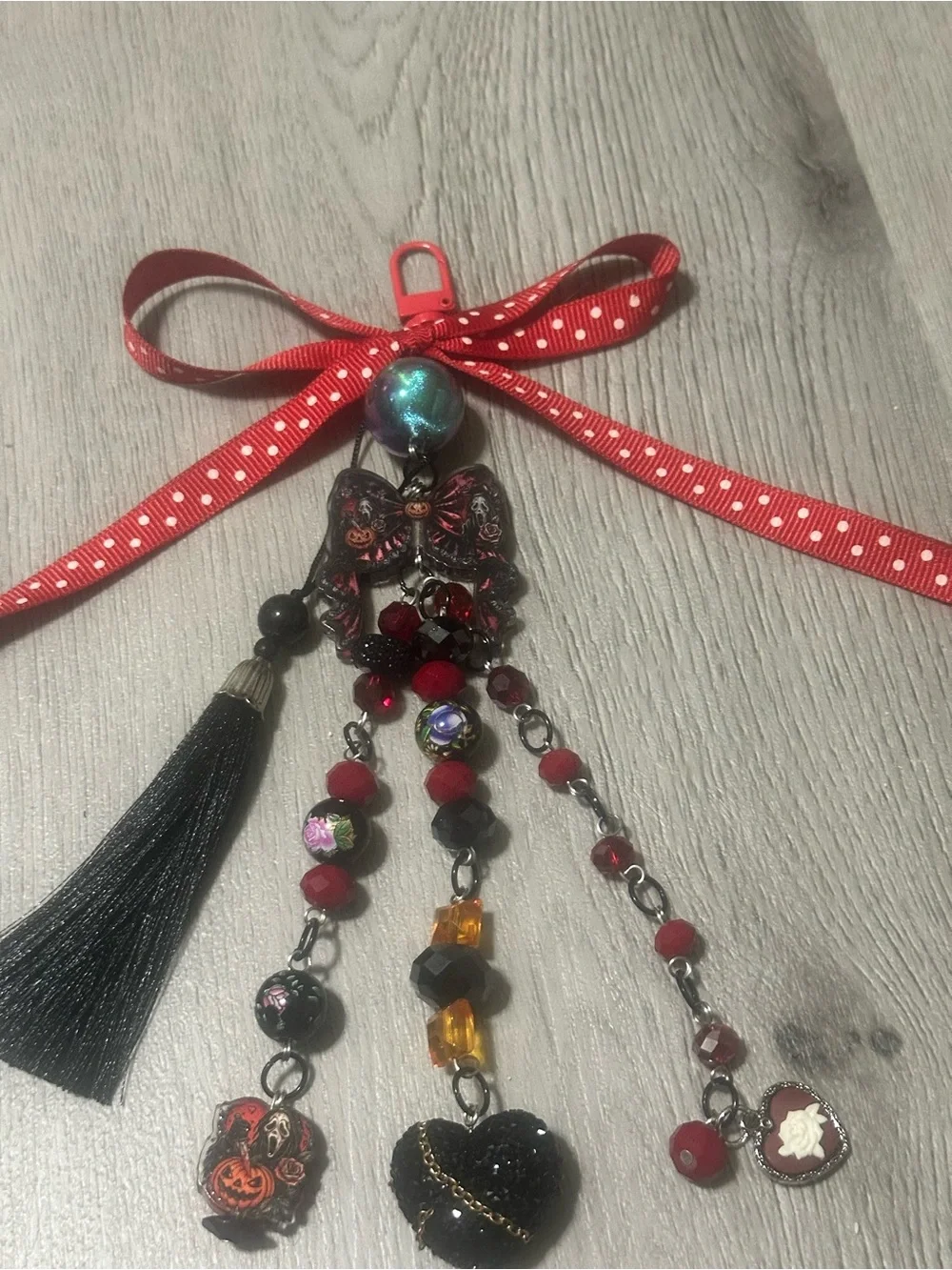 Red & Black Halloween Tassel Bag Charm